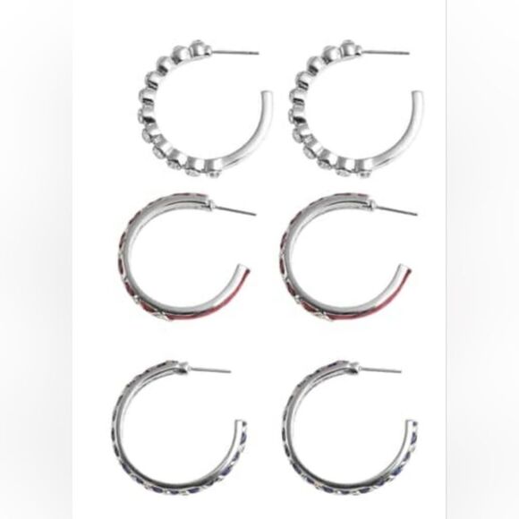 Set of 3 Austrian Crystal Criss Cross Earrings - Picture 12 of 16